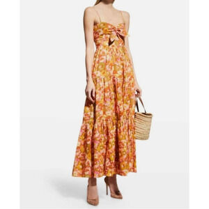 HOUSE OF HARLOW 1960 linen keyhole tiered maxi dress Size Medium